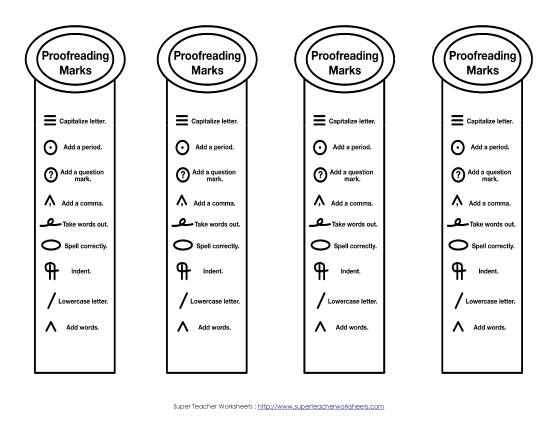 Proofreading Bookmarks - Intermediate