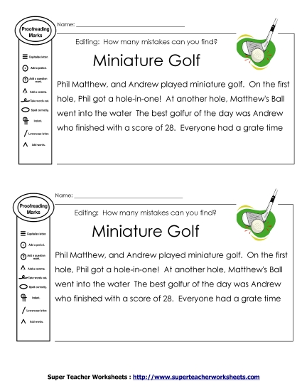 Proofreading: Miniature Golf