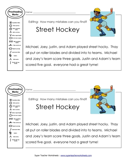 Proofreading: Street Hockey