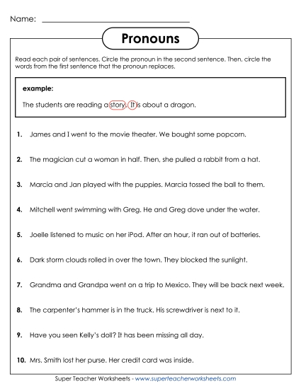 Sentence Pair Pronouns