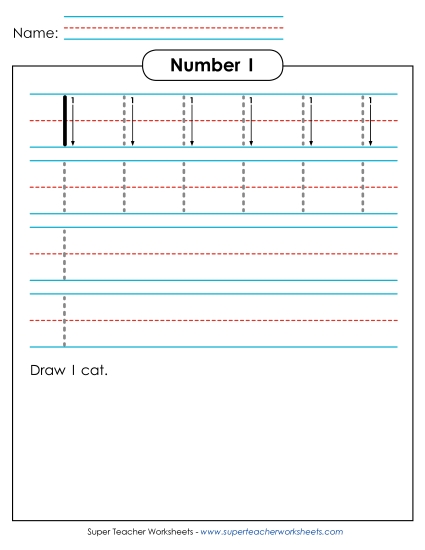 Number 1 Printing Worksheet