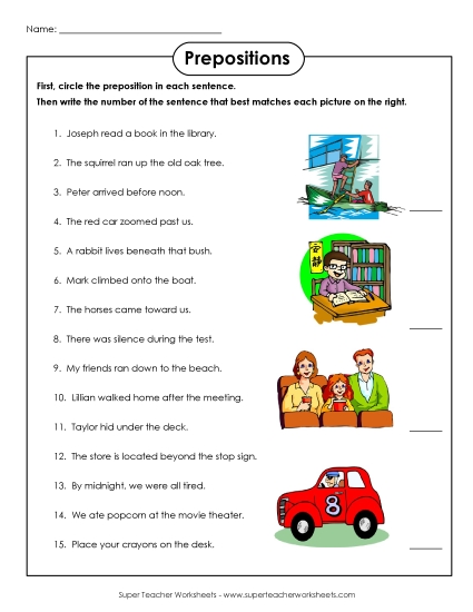 Prepositions Worksheet