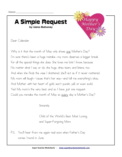 A Simple Request (Mother\'s Day)