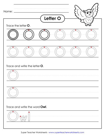 Uppercase O (Outlined Letters) Printing Handwriting Worksheet