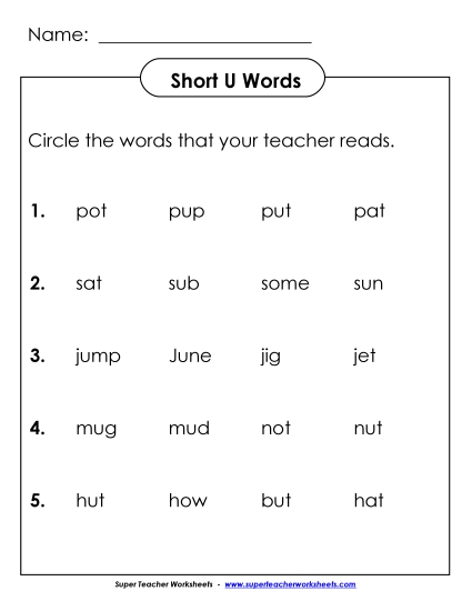 Listen and Circle: Short U