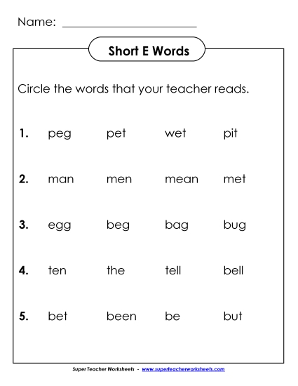 Listen and Circle: Short E