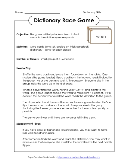 Dictionary Race Game