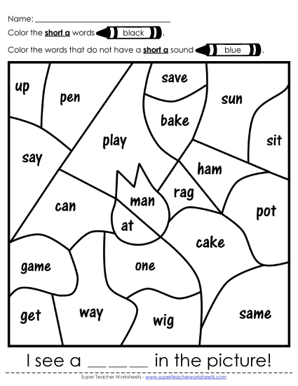 Mystery Picture: Short A Phonics Worksheet