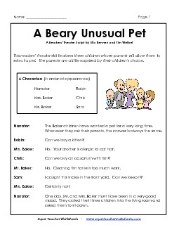 Beary Unusual Pet (Readers\' Theater)