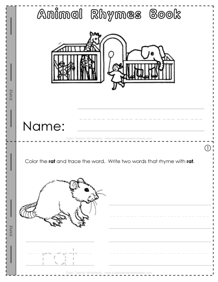 Rhyming Mini-Book: 3 (Animals)
