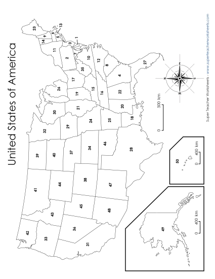USA Numbered States Map