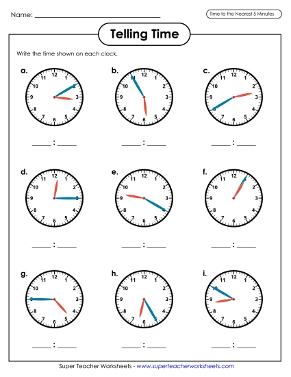 Time to the Nearest 5 Minutes