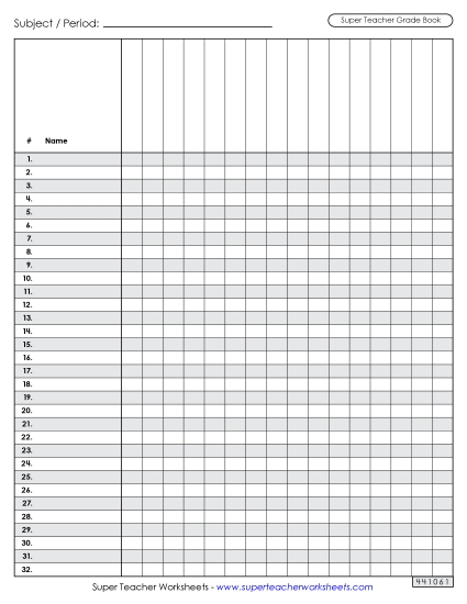 Printable Gradebook