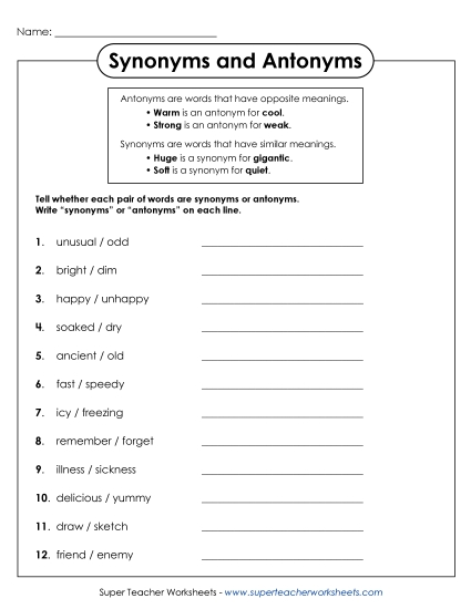 Synonyms and Antonyms