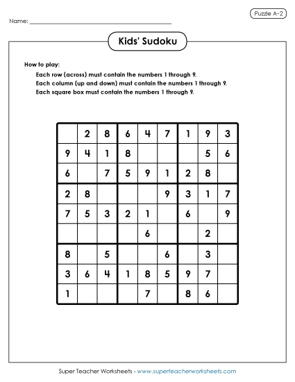 Sudoku for Kids Puzzle A-2