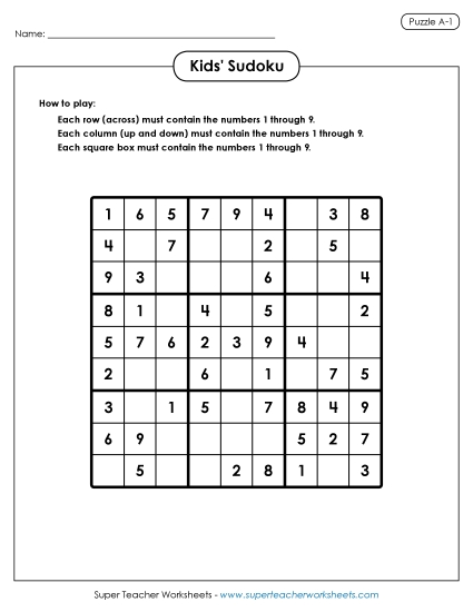 Sudoku for Kids Puzzle A-1