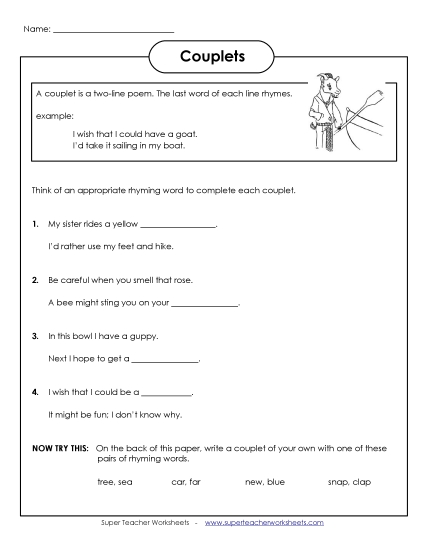 Couplets Worksheet