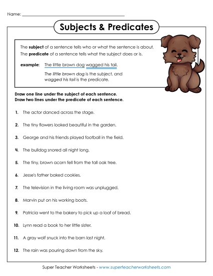 Subject and Predicates Worksheet C