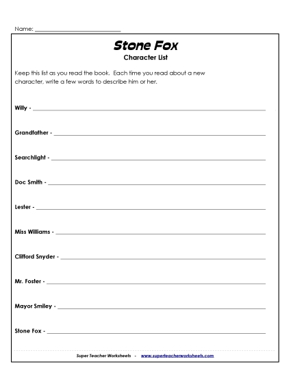 Stone Fox Character List