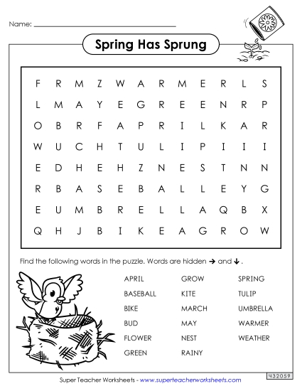 Spring Word Search (Primary)