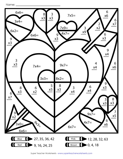 Basic Multiplication: Valentine Mystery Picture