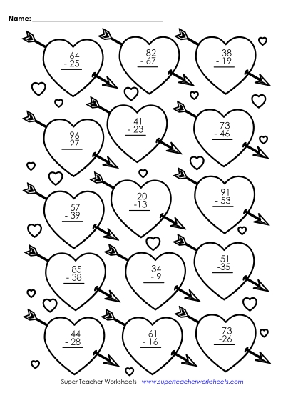 Subtraction: Valentine Math Picture