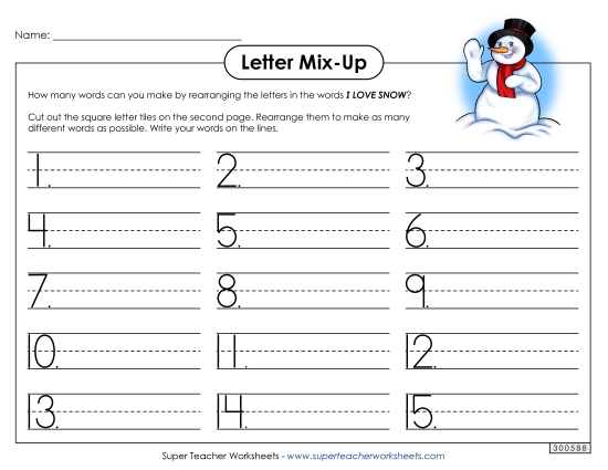 Letter Mix Up: I Love Snow (Primary)