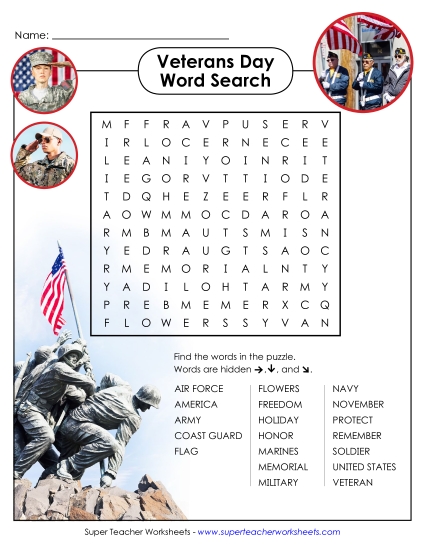 Veterans Day Word Search