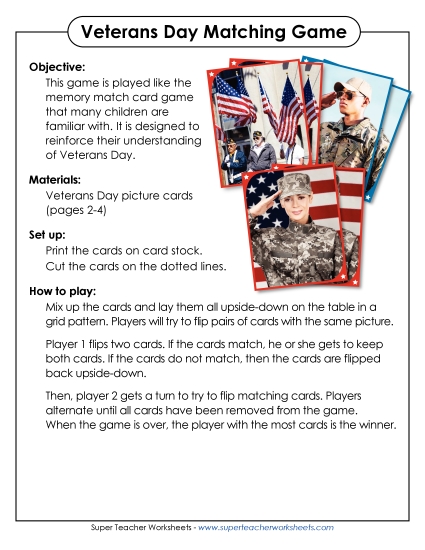Veterans Day Memory Match Game