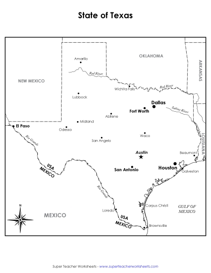 Texas Map (Labeled)