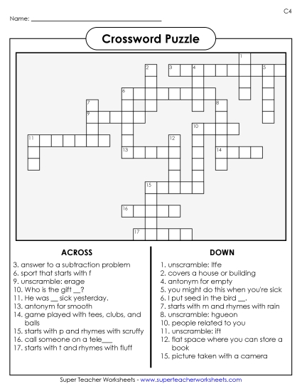 List 4: Crossword Puzzle