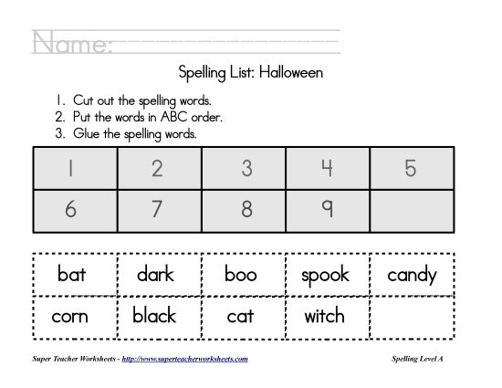 Holiday List - Halloween: ABC Order