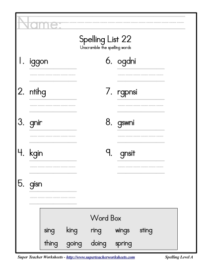 List 22: Word Scramble
