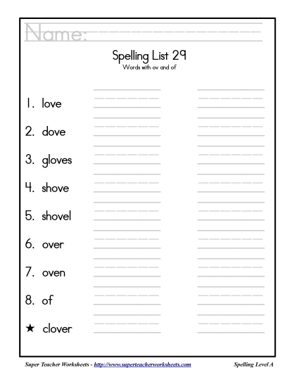 List 29: Word List