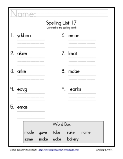 List 17: Word Scramble