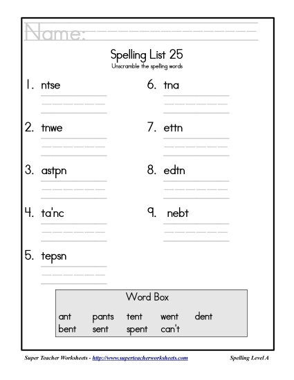 List 25: Word Scramble