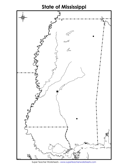 Mississippi Map (Blank Cities)