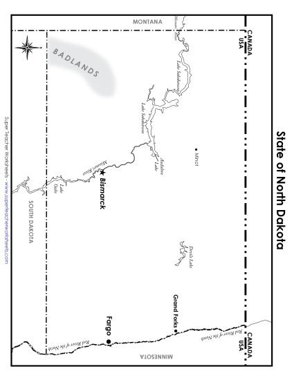 North Dakota Map (Labeled)