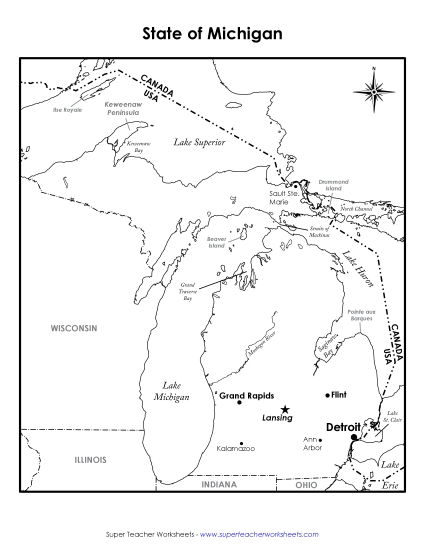 Michigan Map (Labeled)
