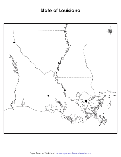 Louisiana Map (Blank Cities)