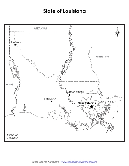 Louisiana Map (Labeled)