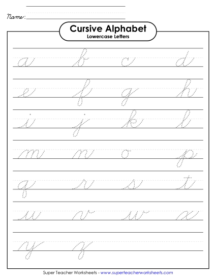 Lowercase Cursive Alphabet 