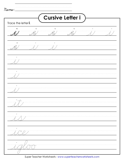 Lowercase cursive i