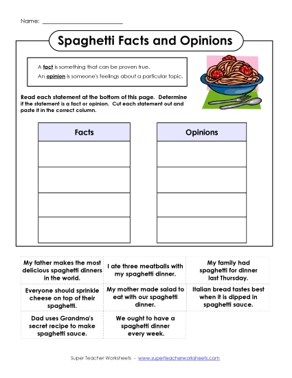 Fact-Opinion Cut & Paste (Intermediate)