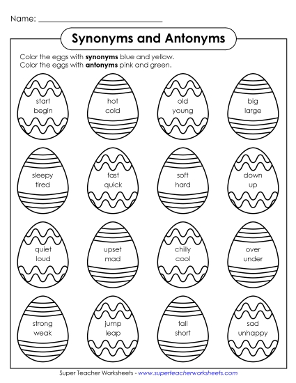 Synonym and Antonym Eggs