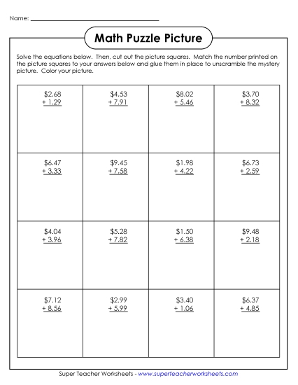 Addition Puzzle: Earth Day