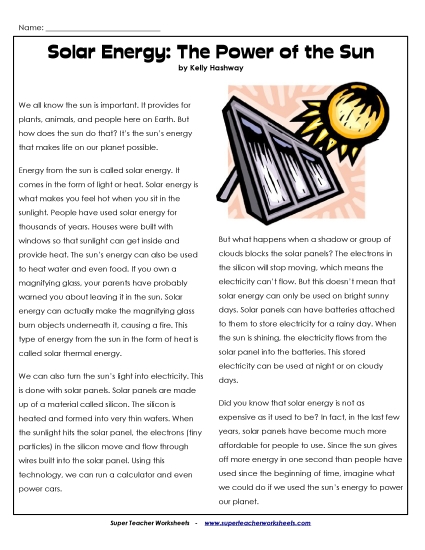 Solar Energy Article (Non-Fiction)