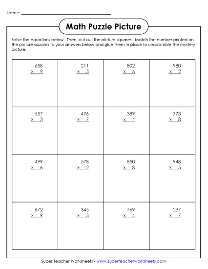 Multiplication Puzzle: Earth Day