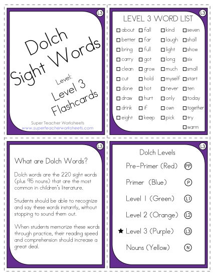 Dolch Flashcards: Level 3