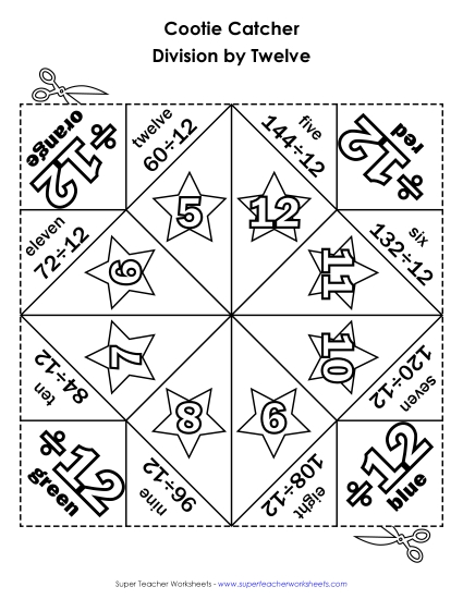 Cootie Catcher Divide by TWELVE